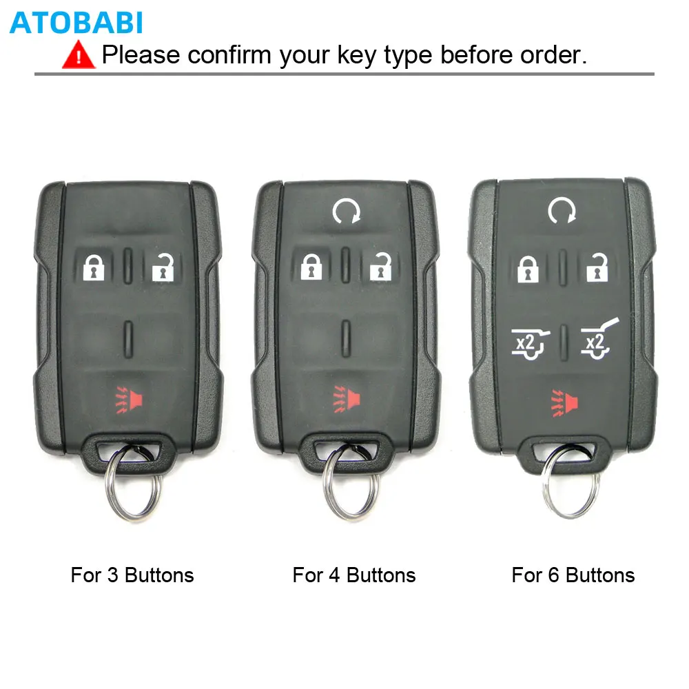 Leather Car Key Case For GMC Sierra Yukon Canyon Chevrolet Colorad Silverado Suburban Tahoe 4 Buttons Remote Fob Protector Cover