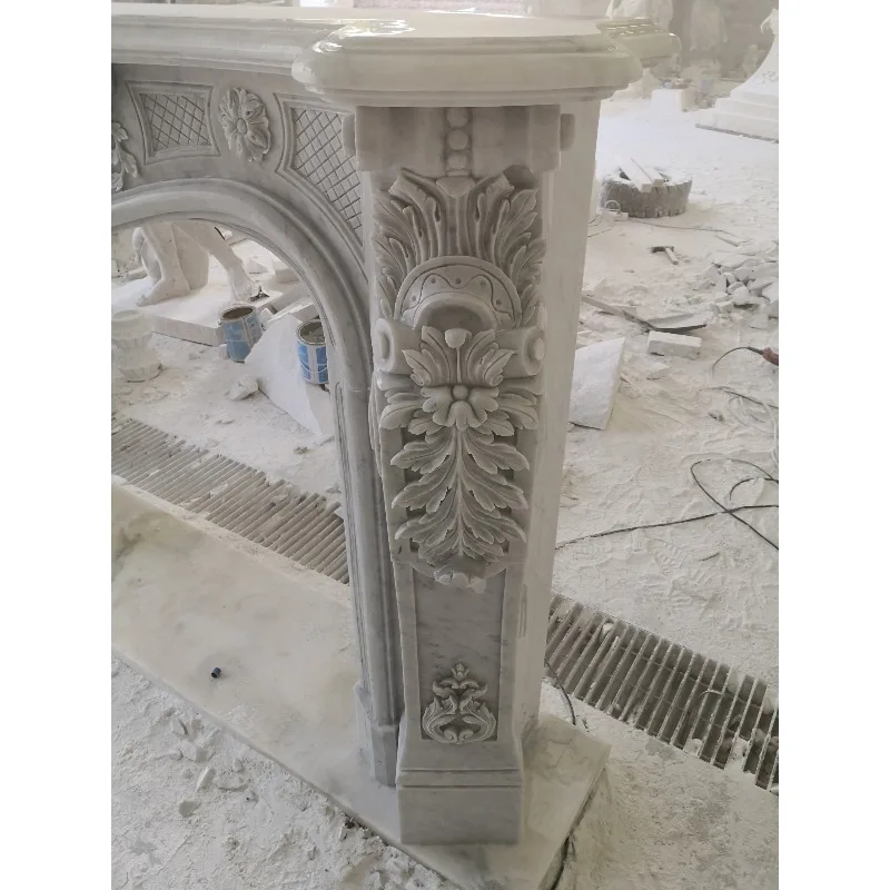 Hand Carved Modern Extra Large Marble Fireplace Mantle Remote Control Bespoke Service xyl