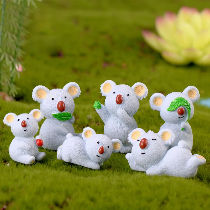 Koala Bear Family Figurine Home Cartoon Animal Car Cake Room Decoration Miniature Fairy Garden Decor Diy Accessories Modern view 6