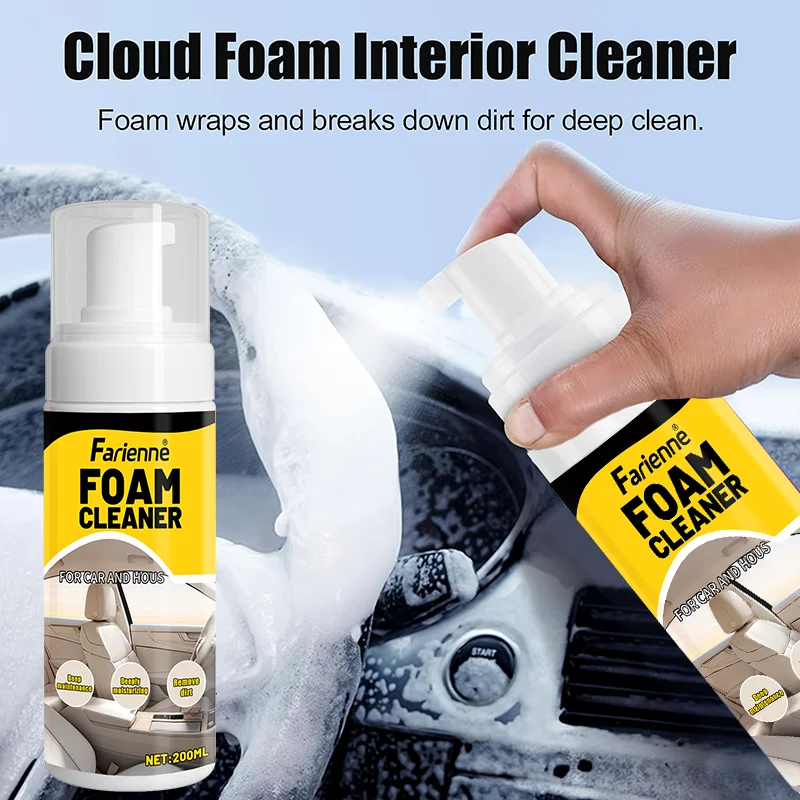 Farienne 200ML Cloud Foam Car House Multi Purpose Cleaner Deep Clean Stain Removal Dashboard Upholstery Leather Fabric Carpet