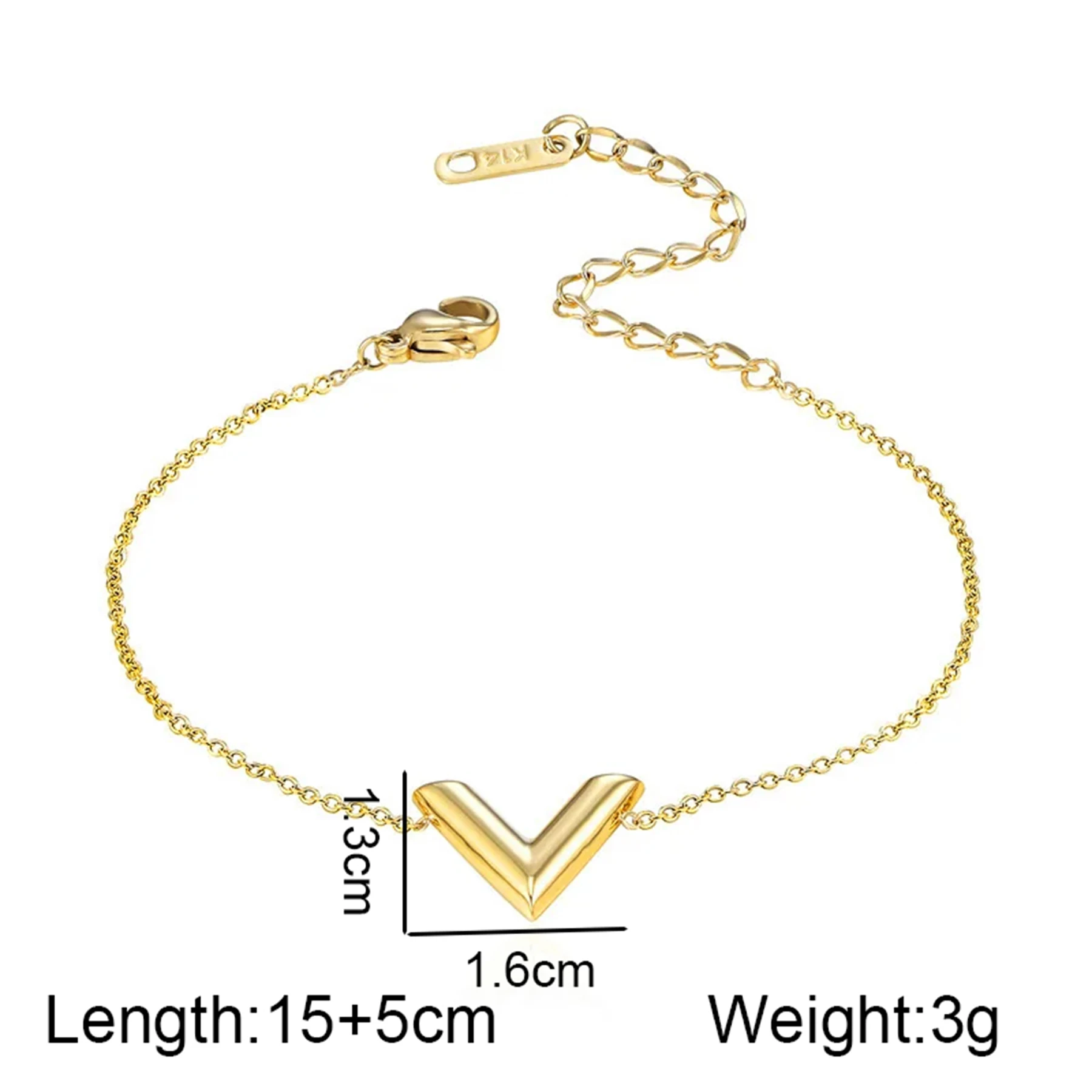 Fashion Jewelry Women's Stainless Steel Bracelet Simple Letter V Shape Design Exquisite High Quality Wedding Daily Party Gifts image 6