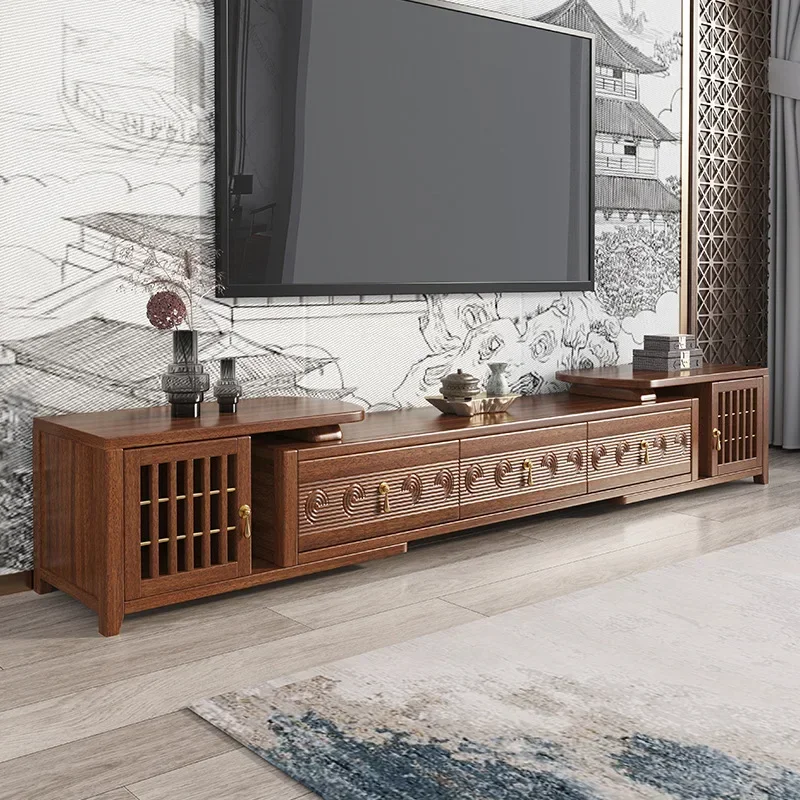 O17- Solid Wood Telescopic TV Cabinet Free Telescopic Floor Cabinet Living Room Storage Floor-standing TV Cabinet