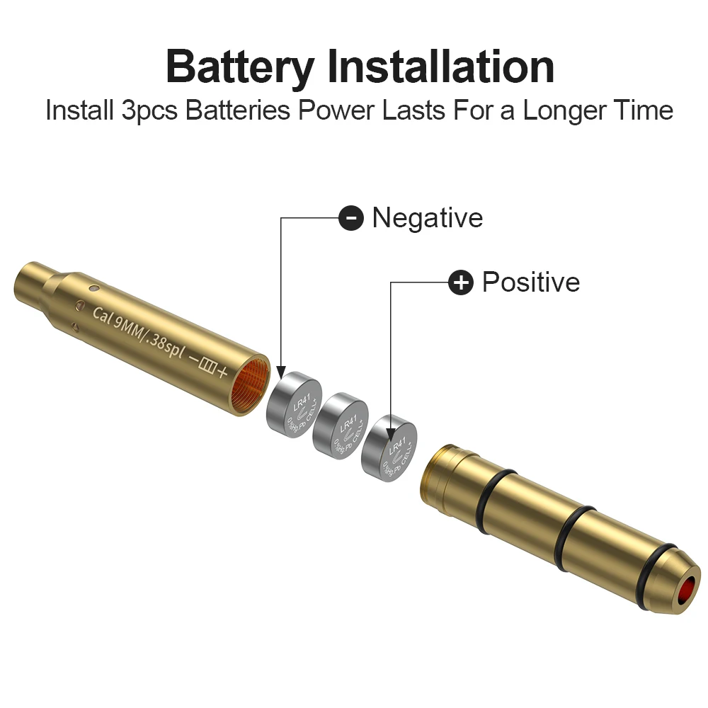9MM/38SPL Red Laser Boresighter Patrone Dot Sight für Pistole & Zielfernrohr - Jagdzubehör Training Shooting Sight