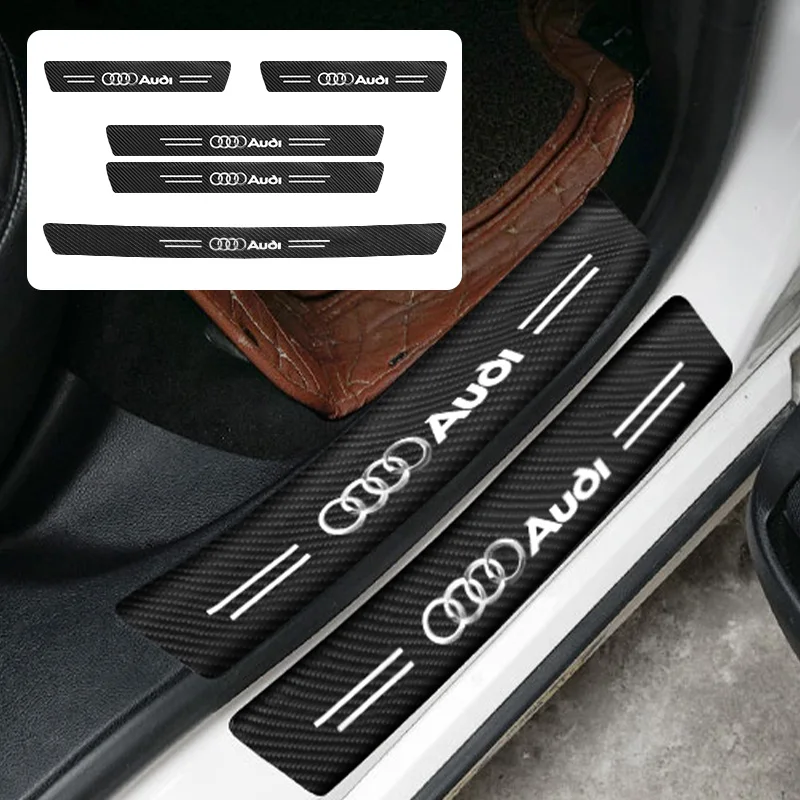 1/4/5Pcs Car Door Sill Scuff Plate Decor Carbon Fiber Stickers For Audi A1 A2 A3 A4 A5 A6 A7 A8 Q1 Q2 Q3 Q4 Q5 Q6 Q7 Q8 TT S5 B8 view 5