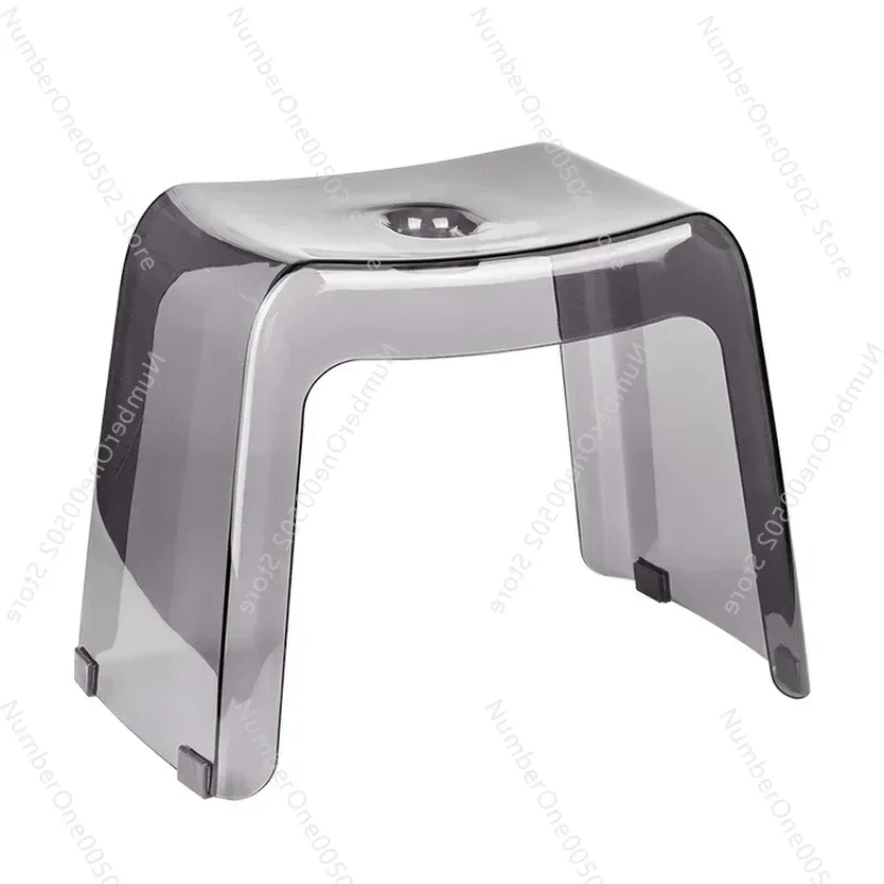 Home Bathroom Stool Furniture Transparent PCTG Plastic Shoe Stools Designer Antiskid Elderly Shower Bath Chair Seat for Adults