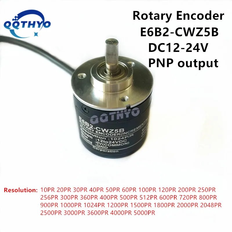 1Pcs Incremental Optical Rotary Encoder E6B2-CWZ5B 10P/R~5000P/R 10PR 100PR 1000PR 2000PR 2500PR E6B2 CWZ5B PNP output DC12V-24V