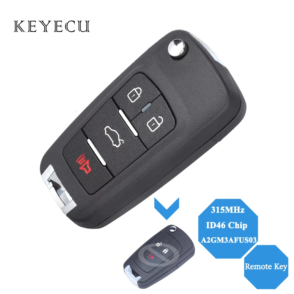 

Keyecu 4 кнопки идентификатор FCC: A2GM3AFUS03 для Chevrolet Spark 2013 2014 2015 обновленная флип-карта 315 МГц с чипом ID46