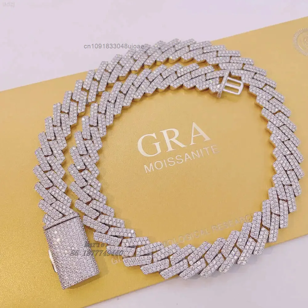 

Pass Diamond Tester 15mm S925 Bussdown Custom Cuban Necklace Wholesale Price Vvs Moissanite Cuban Link Chain S925