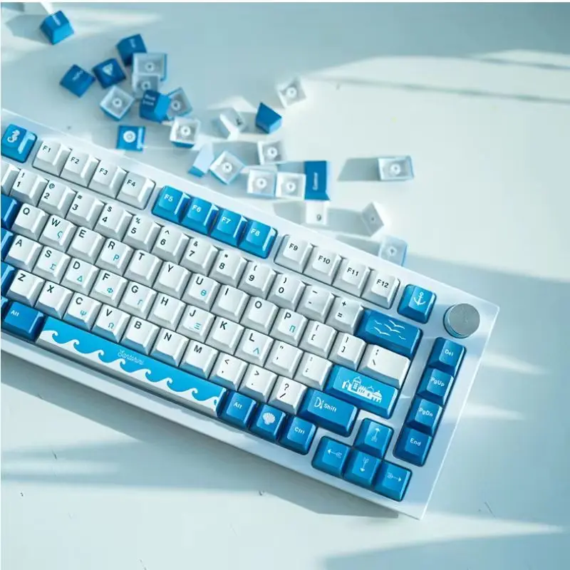 Titan Nation Santorini Thema Keycaps 134-toetsen Pbt Originele fabriekshoogte Thermische sublimatie Mechanische toetsenbordsleuteldop