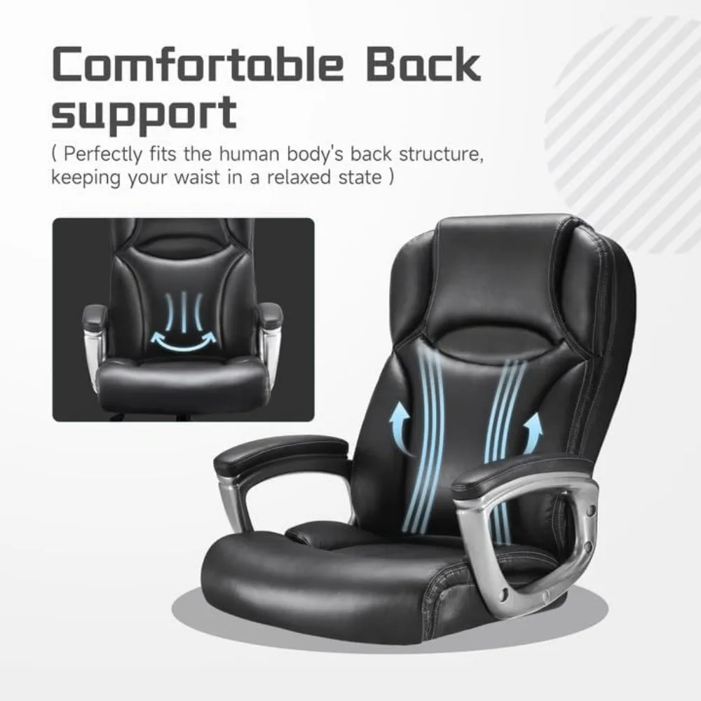 Office Chair, 350lbs Ergonomic Office Chair PU Leather Gaming Computer Chairs with High Back for Home Office, Padded Armrest