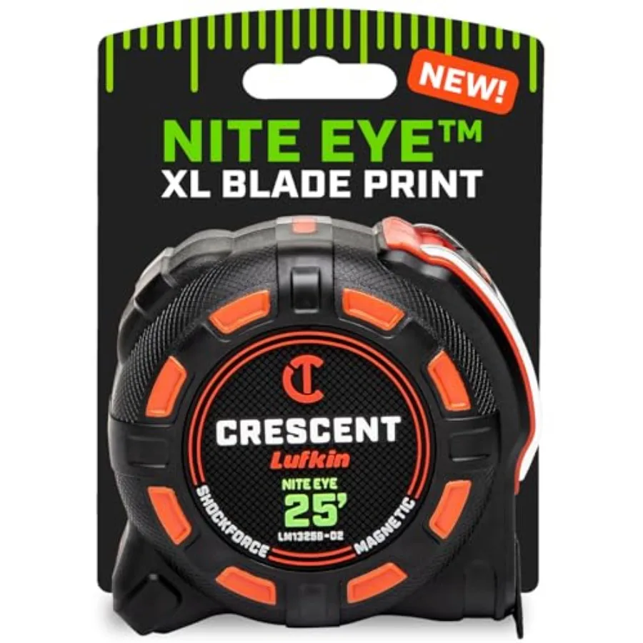الهلال لوبكين 25 قدم. SHOCKFORCE NITE EYE شريط قياس مغناطيسي LM1325B02 لقياس الدقة في مشاريع البناء DIY