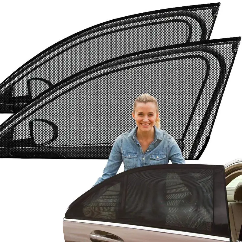 2PCS Car Window Screen Door Covers Front/Rear Side Window UV Sunshine Cover Shade Mesh Car Mosquito Net For Baby Child Camping