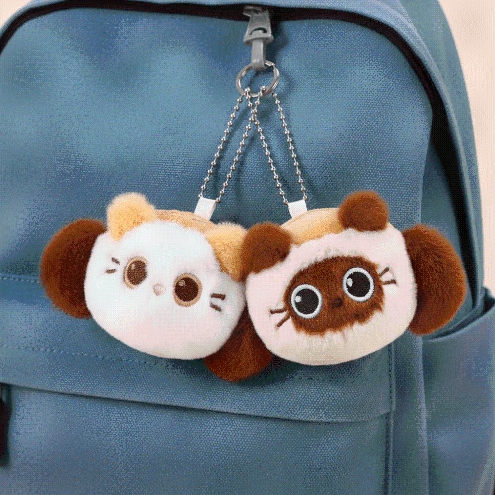 Mini Stuffed Cat Miniature Cat Key Chains Soft Lightweight Magnetic Kitten Ornament Creative Fuzzy Cup Edge Pendant Car Key