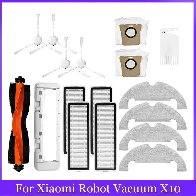 

For Xiaomi Robot Vacuum X10 Robot Vacuum Cleaner Parts Replacement Main Side Brush Hepa Filter Mop Cloth Dust Bag Accessories