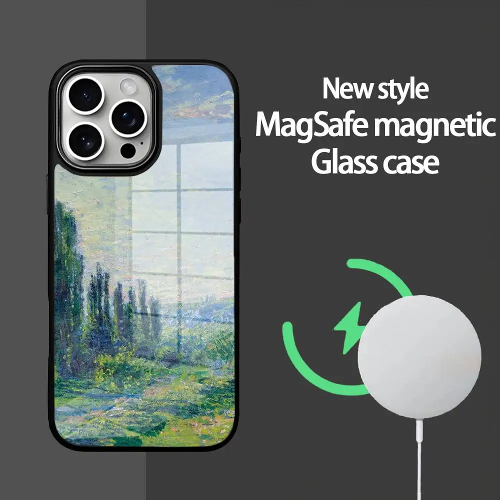 

Claude Monet Phone Case For IPhone 16 15 14 13 12 11 Pro Max Plus Mini Magsafe Mirror Wireless Magnetic Cover