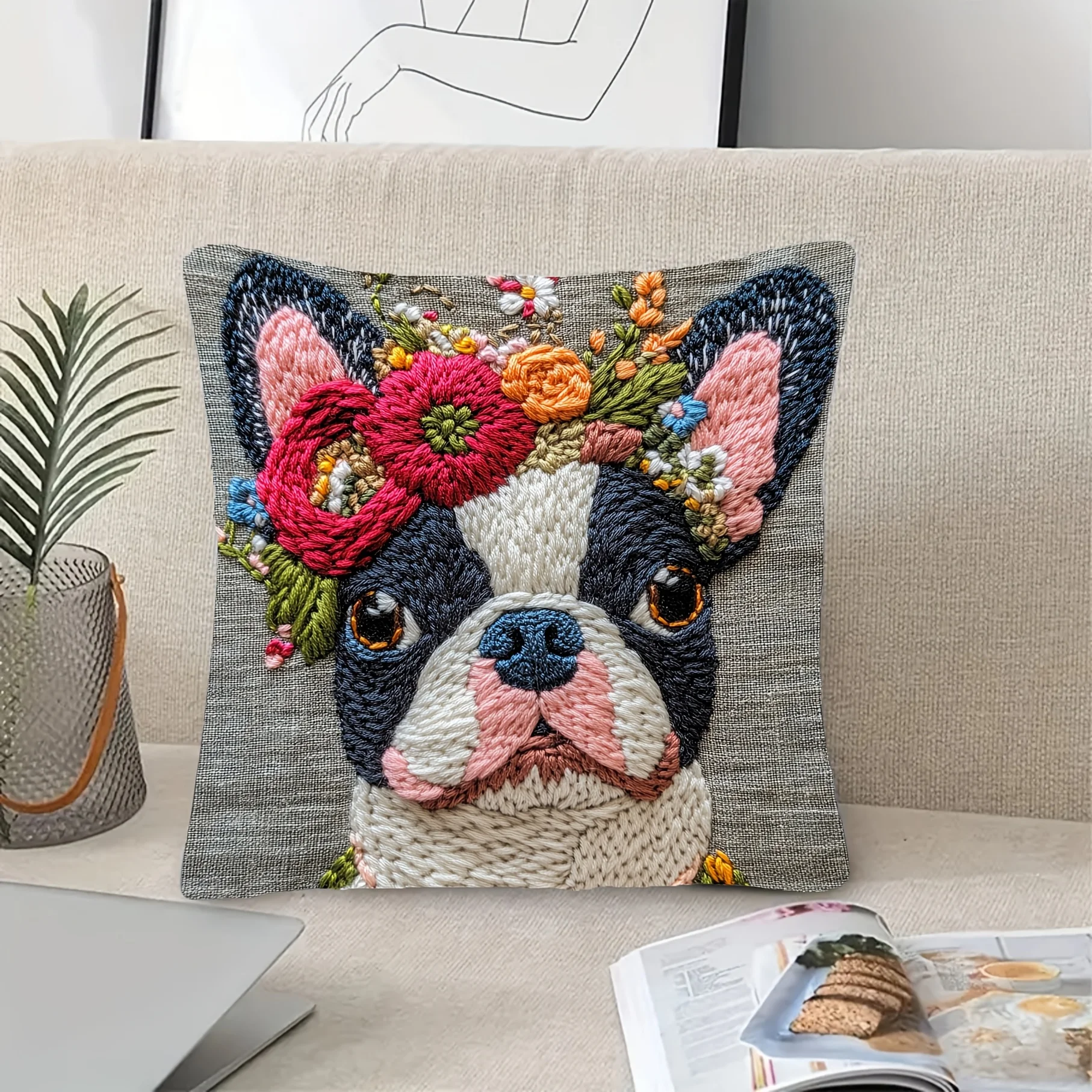 1pc Boston Terrier Cushion Covers Cozy Bedroom Sofa Zipper Square Pillowcase Living Room Chair Pillow Covers Home Decor Gift ﻿