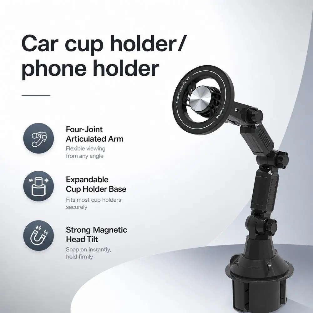 Auto-Getränkehalter-Handyhalterung mit starkem Magnet und 360-Grad-Drehung für das Armaturenbrett ° Mehrgelenkarm, universeller Handyhalter – Detail 7