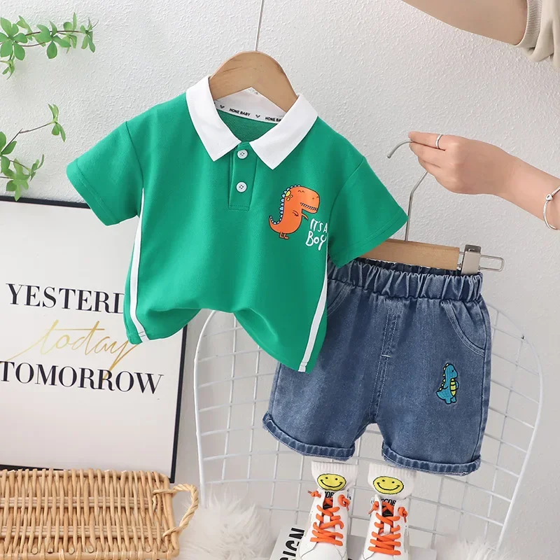 Kids Dinosaur Pattern Summer Outfit