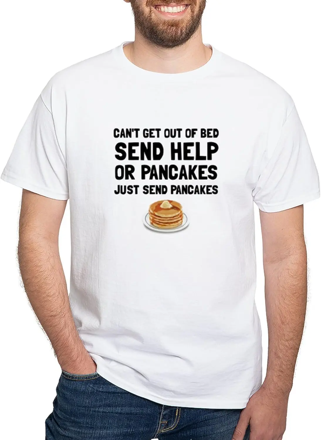 CafePress Send Pancakes T Shirt Men's 100% Cotton, Classic Graphic White T-Shirt