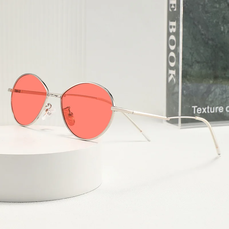 Europäischer Stil Kleine Runde Metall-Vintage-Sonnenbrille mit Gebogenen Bügeln, Ocean Drop Sonnenbrille, Modisches Strand-Accessoire