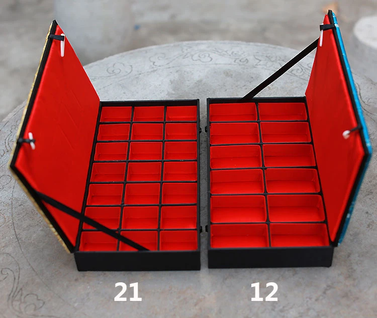 Slot Fabric Jewelry Organizer Box for Women Chinese Silk Brocade Jewellery Boxes Earrings Rings Pendant Necklace Storage Case