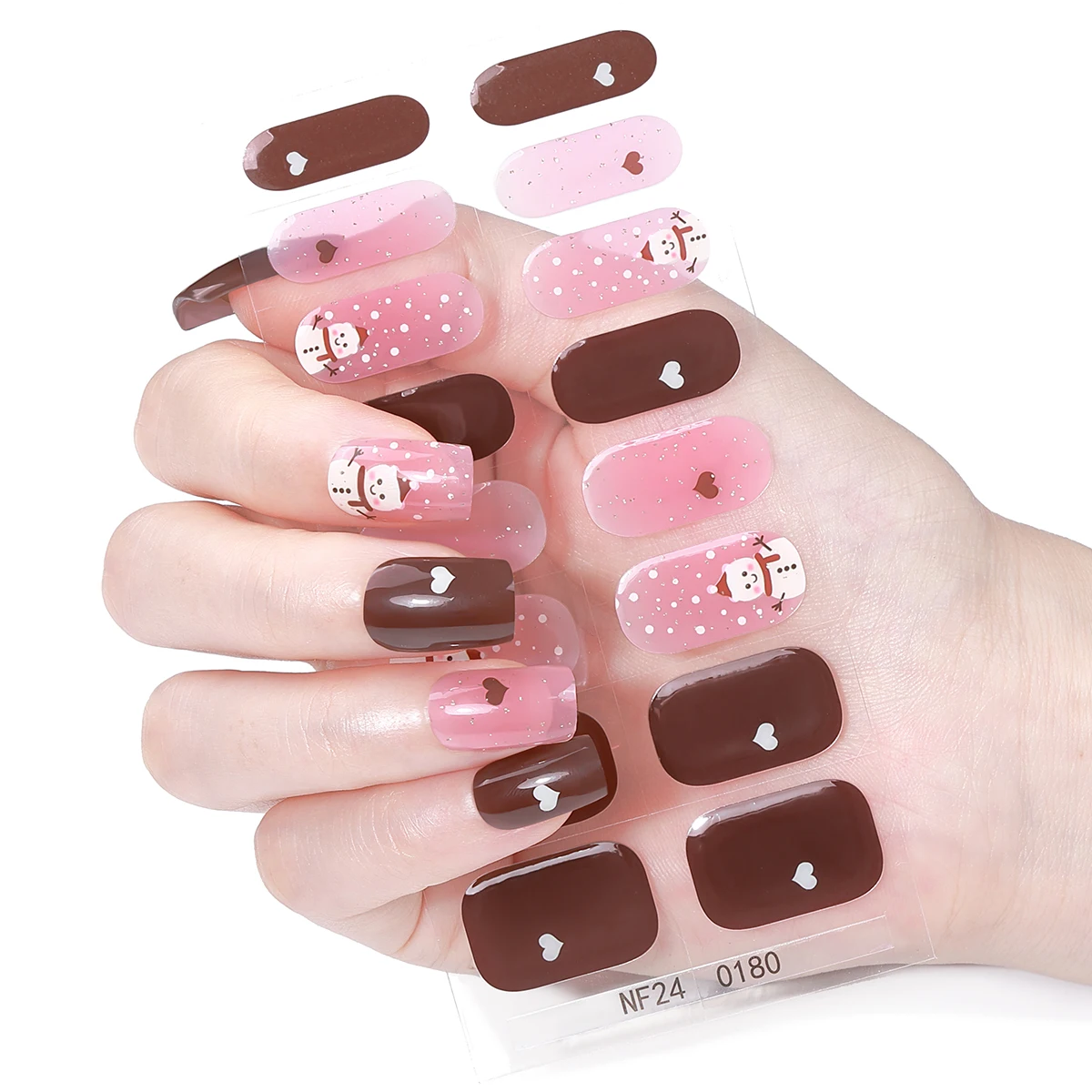 16 نصائح عيد الميلاد شبه علاج هلام مسمار شرائط ثلج ندفة الثلج سانتا كلوز ذاتية اللصق هلام مسمار يلتف غطاء كامل مسمار ملصقا