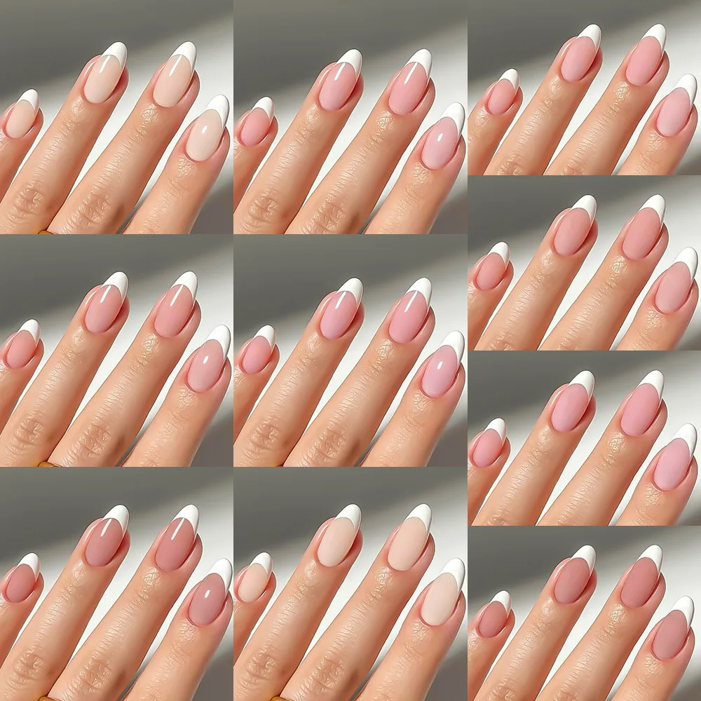 150/360 قطعة متوسطة اللوز الفرنسية الأظافر كاذبة البني/عارية/الوردي الاكريليك غطاء كامل الأظافر وهمية نصائح للنساء يمكن ارتداؤها اضغط على الأظافر
