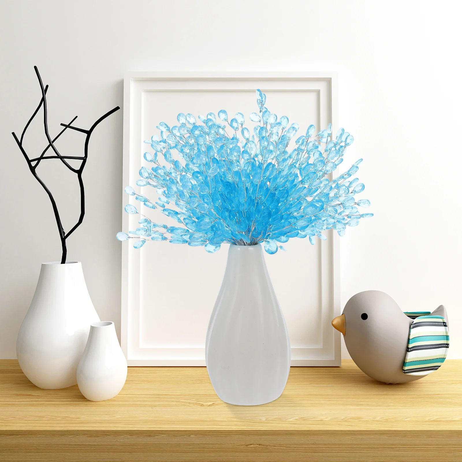 

50pcs Simulation Flower Decoration Acrylic Bead Drops Diy Craft Wedding Party Decor Bride Hair Accessory Bouquet Adornment Bead