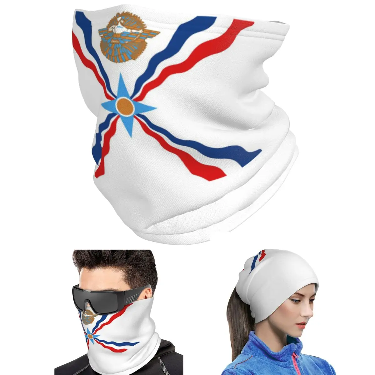 Assyrian Suryoyo Flag Bandana Neck Cover Printed Wrap Mask Scarf Warm Headband For Men Women Adult Breathable