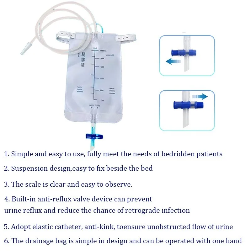 Disposable Drainage Bag Leg Tie Catheter Urine Collection Bag Anti Reflux Urine Bag 1000ml and 500ml