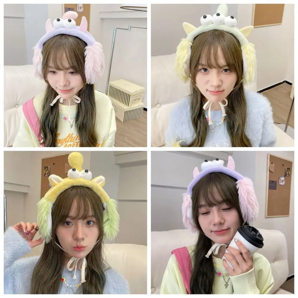 Cute Korean Y2k Plush Earmuffs Adjustable Tie Straps Girls Fluffy Earflap Soft Warm Windproof Winter Ear Cover Women