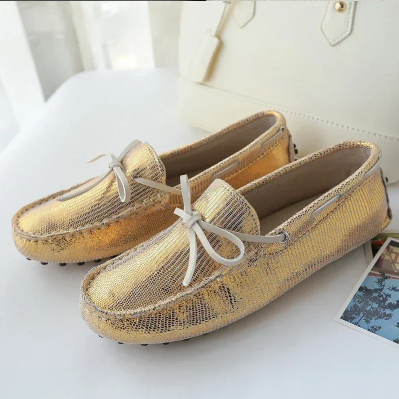 New Spring Autumn Women Flat Shoes Women Genuine Leather Flats Lady Driving Shoes Casual Shoes Soft Moccasins Office Loafers