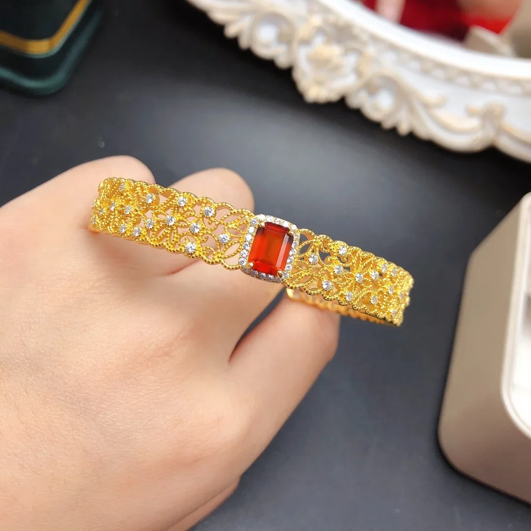 

Garnet red new luxury women's jewelry women's bracelet 925 silver women's hand bracelet Silver bracelet Christmas gem boutique