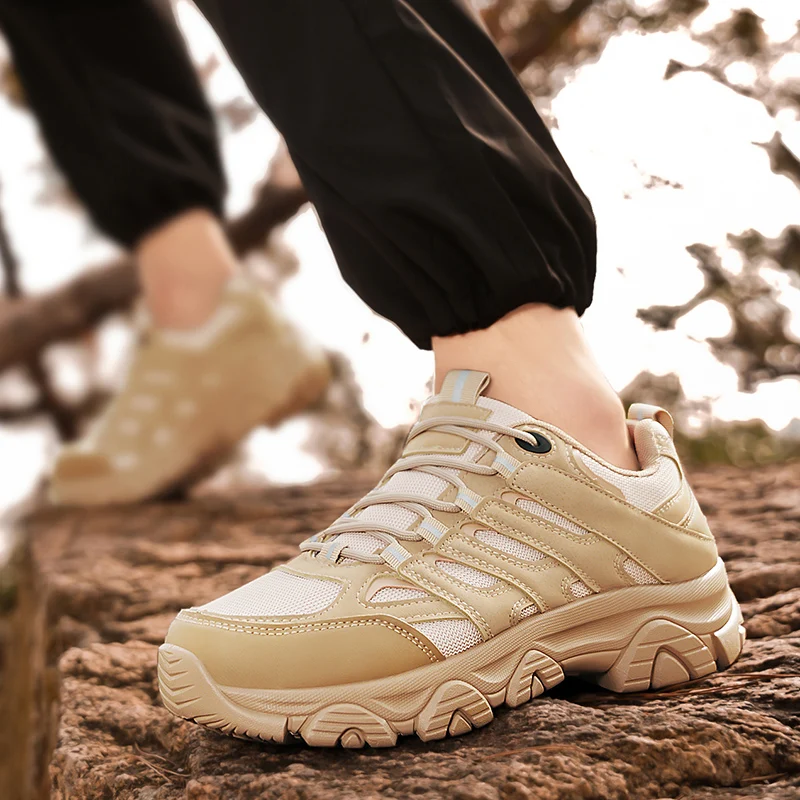 

Original Khaki Hiking Shoes Men Trainers Big Size 46 Breathable Non-slip Men's Trekking Shoes Outdoor Climbing Sneakers For Man