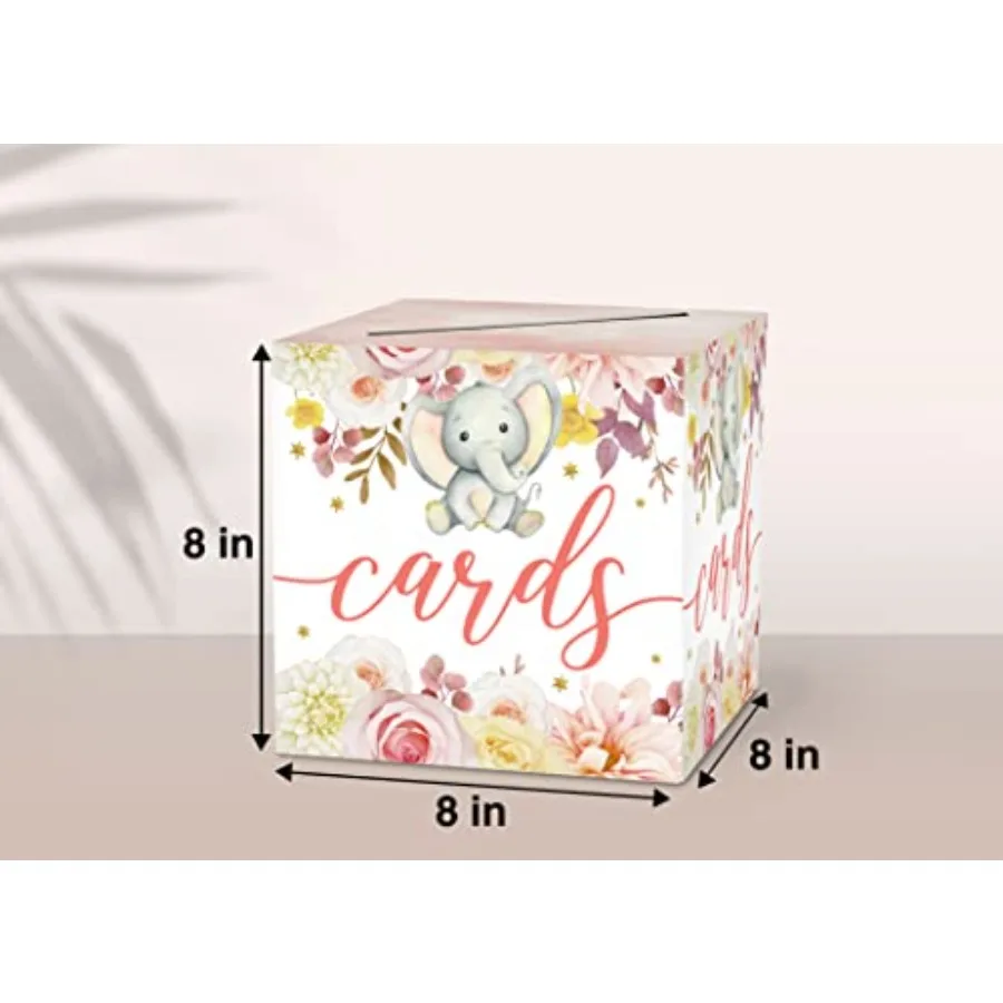 صندوق بطاقات على شكل فيل وردي بألوان مائية قابلة للطي على شكل زهور أو صندوق هدايا لحفلات استقبال المولود الجديد وحفلات أعياد الميلاد وحفلات التخرج