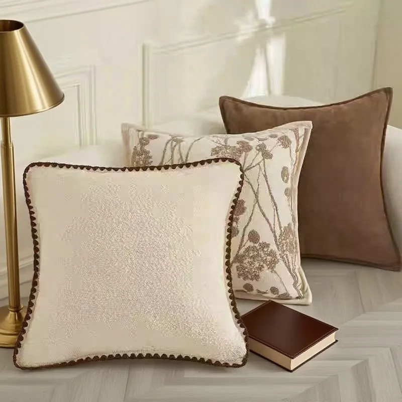 45x45cm Luxury Milk Coffee Dandelion Pattern Cushion Cover Soft Decorative Pillow Case for Home Hotel Bedroom Living Room Sofa