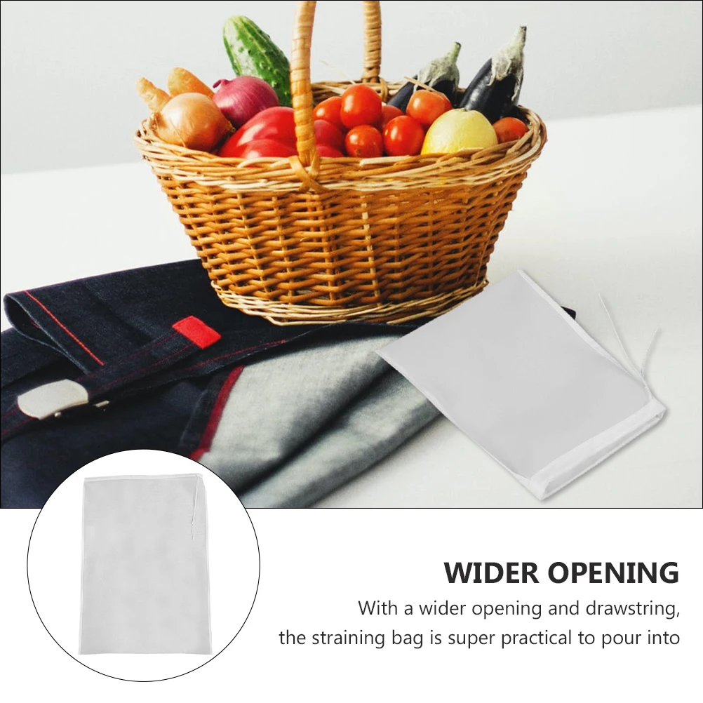 

2Pcs Nylon Straining Mesh Filter Bags Drawstring Food Grade Kitchen Wine Juice Fruit Vegetable Reusable