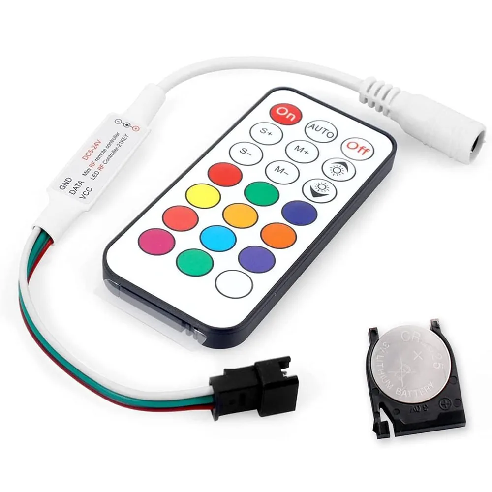 Mini 21 Key 3-PIN LED Controller Suitable for WS2811 WS2812B 2811 2812 LED Strip RGB DC5-24V RF Remote Control