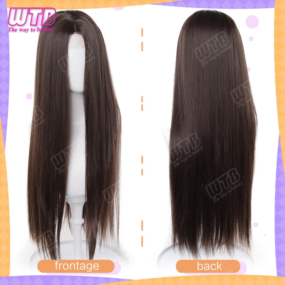 Synthetic Straight Wig with Lace Front - Long Straight Hair Wig Suitable for Women's Festivals Everyday Wear and Role-Playing