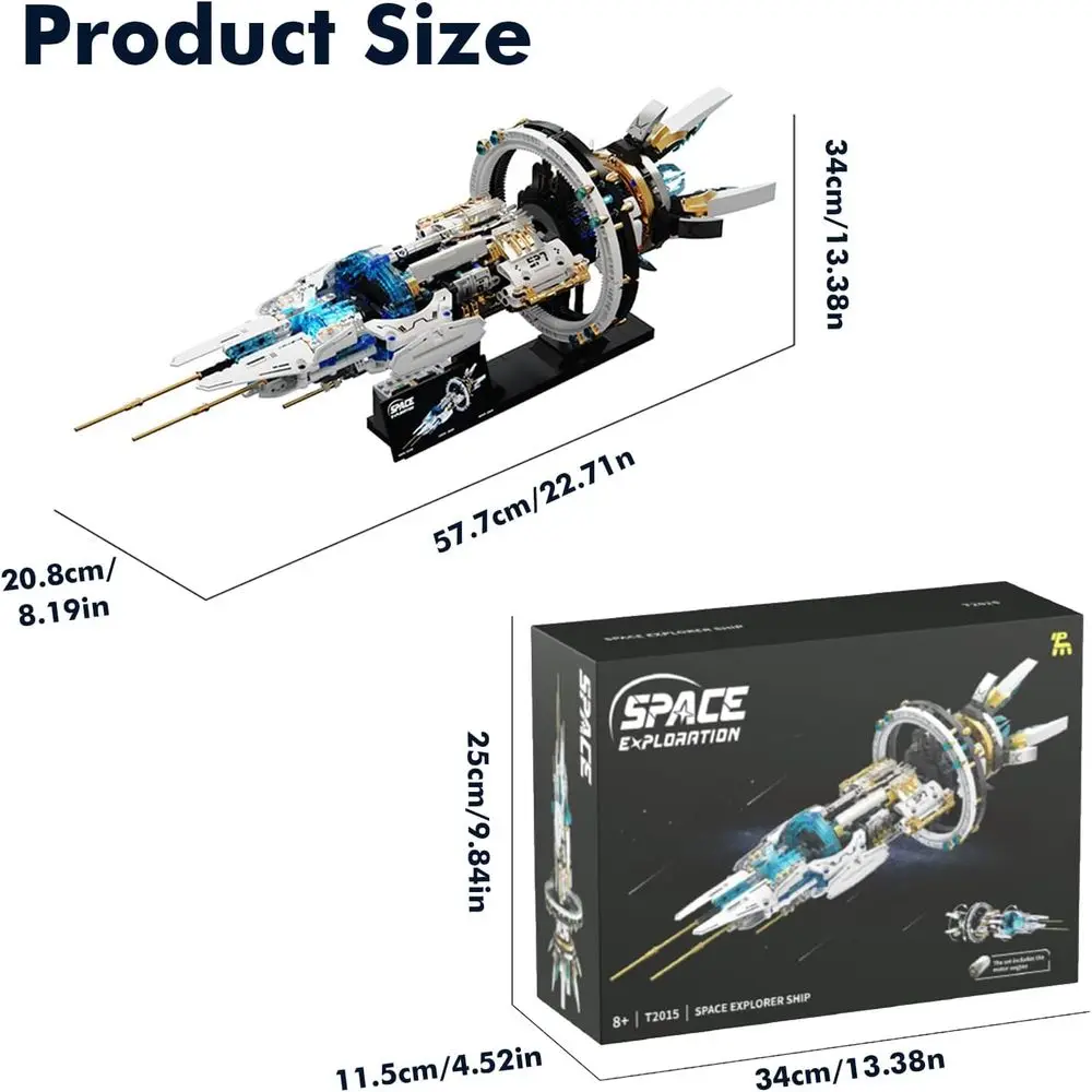 Set di giocattoli STEM Space Shuttle a LED motorizzato per età 8+, struttura rotante, ideale per ragazzi, ragazze e adolescenti