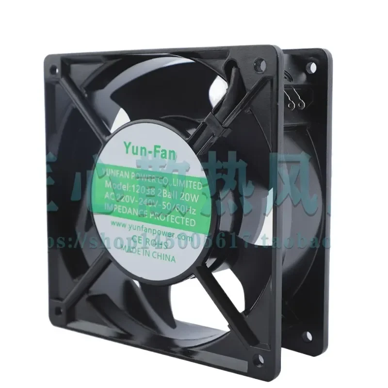 Yun-Fan Model 12038 2Ball 20W AC 220V 120x120x38mm Cooling Fan for Electronic Equipment