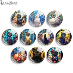 10mm 12mm 20mm 25mm 30mm 40mm 906 Cat Art Mix Round Glass Cabochon Jewelry Finding 18mm Snap Button Charm Bracelet