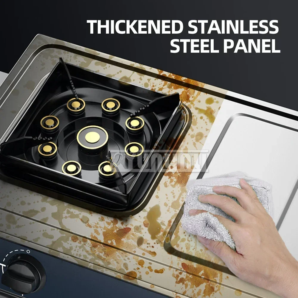 Desktop Stainless Steel Double Stove Household Bench Top Strong Fire Liquefied Natural Gas Stove