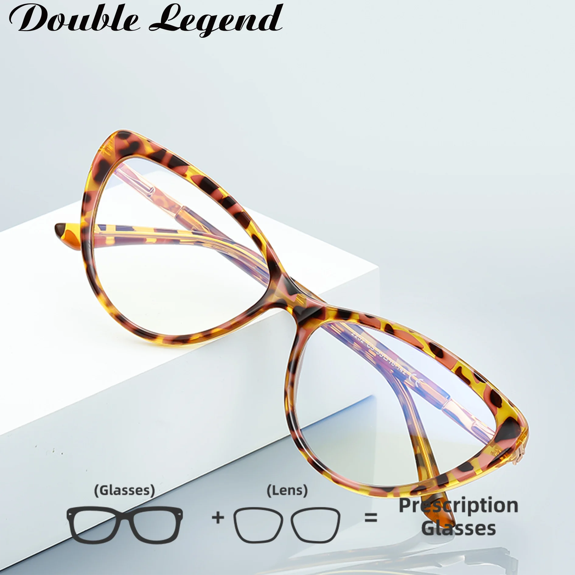 

Двойная легенда, большая оправа, очки для близорукости «кошачий глаз», женские очки для чтения с защитой от синего света, настраиваемые очки для дальнозоркости по рецепту