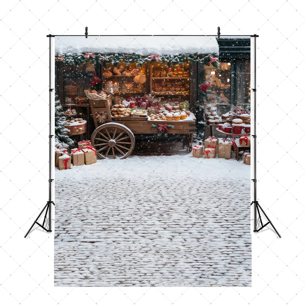 

Winter Christmas Background Photography Vintage White Floral Archway Hallway Backdrop Winter Snow Decor Kids Family Photo Studio