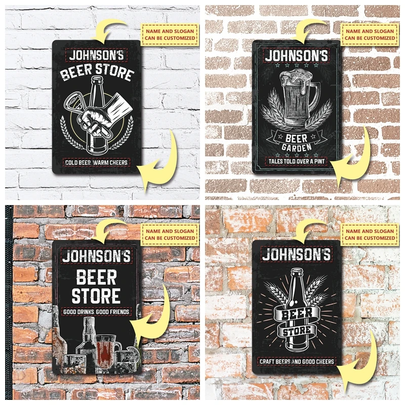 

1pc beer store individual Diy Customized name Metal Wall Signs Metal Wall Plaque For Wall Decor