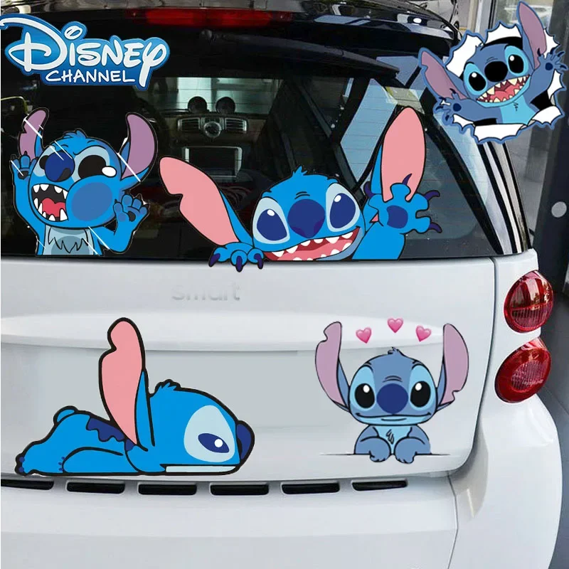 Disney  Stitch Sticker Anime Figure Auto Window Driving Mirror Decals Rear Stickers Kawaii Gifts Desktop Decoration Anime