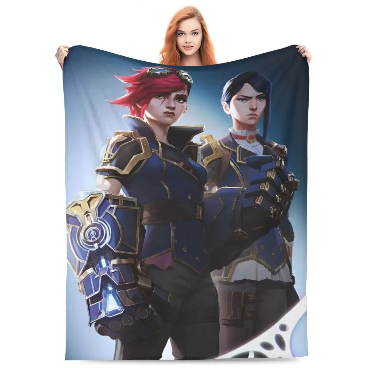 Vi And Caitlyn Arcane Blankets Coral Fleece Plush  Soft Throw Blankets for Bedroom Sofa Bedspread