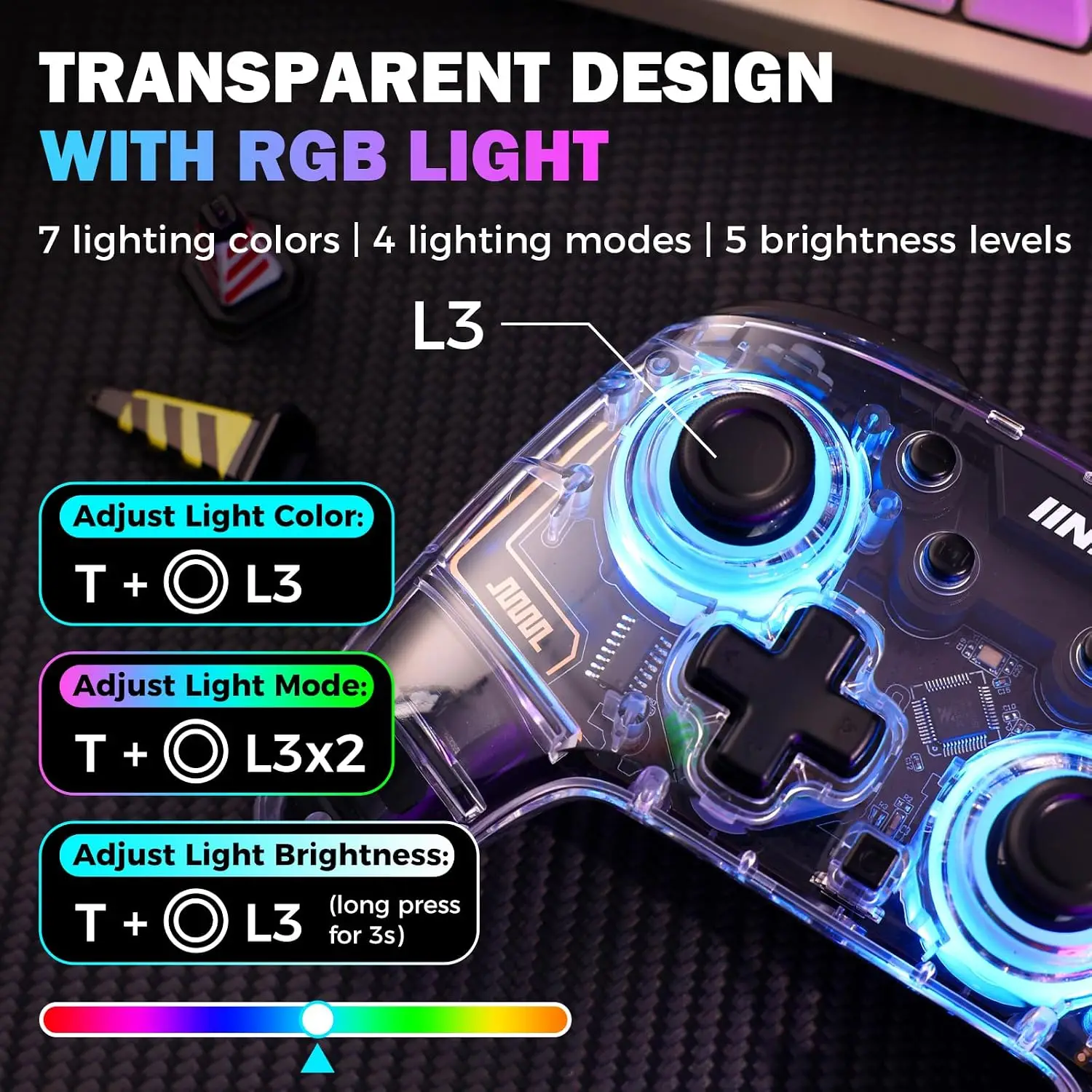 Theia Clear Pro Gaming Controller for Switch 2, Hall Effect RGB | 6-Axis Gyro, HD Rumble, Macro Buttons, 1000Hz Polling Rate