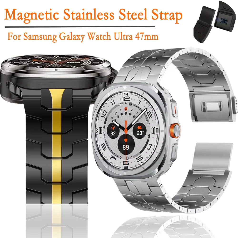 Magnetic Stainless Steel Strap for Samsung Galaxy Watch 8 7 Ultra 47mm Comfortable Metal Bracelet Band Galaxy Watch Ultra Correa